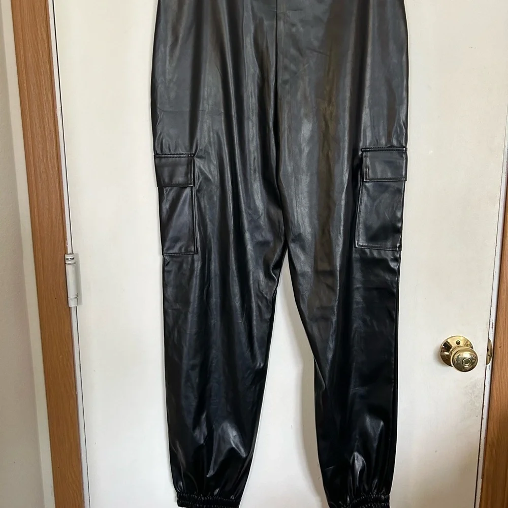 Shein faux leather jogger pants large
